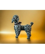 Smiling Poodle Spaghetti Dog Red Eyes Metal Bow Tie Vintage Silver Brooc... - $26.07 CAD