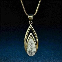 2.00CT Redondo Corte Diamante Imitación Colgante Lágrima 14K Oro Amarillo Baño - £72.75 GBP