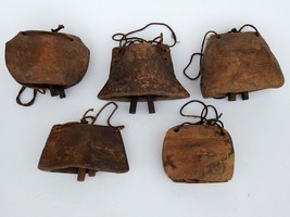 Lote de 10 piezas de campana de vaca de madera antigua de 1900, arte... - £280.97 GBP