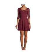 Material Girl Juniors Womens XS Zifandel Burgundy Lace Fit Flare Dress R... - $24.49