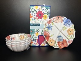 Melamine SET  8 Dinner Plate Salad Dessert Bowls Dinnerware Dry Mat Flor... - $501.90 MXN