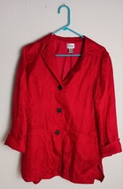 Chico&#39;s Beautiful Red 100% silk long sleeve button up blazer Women&#39;s Siz... - $370.44 MXN