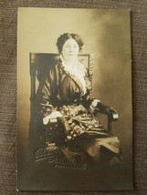 Portland Studio Real Photo Postcard of Sitting Fancy Woman Black Gloves ... - $12.59