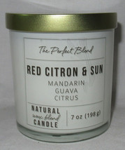 Kirkland&#39;s 7 oz Jar Candle up to 20 hrs Natural Wax Blend RED CITRON &amp; SUN - £18.29 GBP