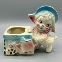 Vintage American Bisque 6.5&quot; Ceramic Lamb/Sheep Planter Watering Can Flower Box - £23.72 GBP