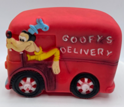 Vintage Disney Goofy&#39;s Delivery Truck Red Children&#39;s Squeaker Toy by Danara - £5.97 GBP