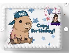 Capybara Teen Boy Dude Blue Edible Image, Baby Shower Cake Topper Frosti... - $301.68 MXN