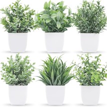 6 Packs Fake Plants Small Artificial Plants Faux Plants Indoor For Home Bathroom - £22.13 GBP