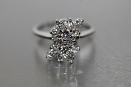 Fine 14K White Gold Diamond Cluster Ring VS-G Quality Diamonds 0.90 Carat t/w. - £738.14 GBP