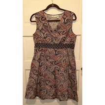Croft &amp; Barrel brown paisley A-line dress stretchy lightweight size 16P - $15.21