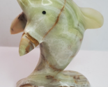 Onyx Stone Dolphin Figurine Carved Veined Marbled Shelf Table Decor Vintage - $17.77