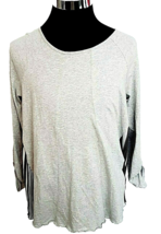 Erin London T-Shirt Women&#39;s Small Size Pullover Gray Black White Stripes on Back - £14.14 GBP