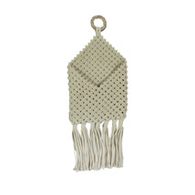 Bohemian Hand Tied Macrame Envelope Wall Pocket 21.25 Inches High - £17.71 GBP