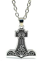 Thors Hammer Necklace Pendant Mjolnir Viking Norse God of Thunder 18&quot; Chain  - £6.01 GBP