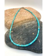 Santo Domingo Sterling Silver Turquoise Heishi Bead Choker Necklace 15.5&quot; - £51.50 GBP