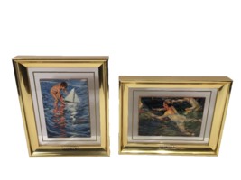 Sorolla Museum Young Yachtsman Swimmers Framed Art Litho Madrid Spain Vintage - £39.91 GBP
