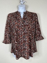 NWT Cocomo Womens Plus Size 1X Rusty Zig-Zag Pocket V-neck Top 3/4 Sleeve - £17.94 GBP