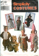 Simplicity 9116 0634 Toddler 1-4 Costumes Clown Cow Witch Lion Pattern Uncut Ff - £15.00 GBP