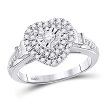 Authenticity Guarantee 
10kt White Gold Round Diamond Heart Bridal Wedding En... - £605.62 GBP