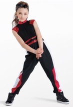 Weissman One Piece Black &amp; Red Sequin Dance Hip Hop Costume 14477 Adult ... - £28.68 GBP