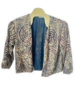 Chicos Jacket Womens XL (Chico&#39;s 3) Silk Blend Open Front Brown Black - $257.07 MXN