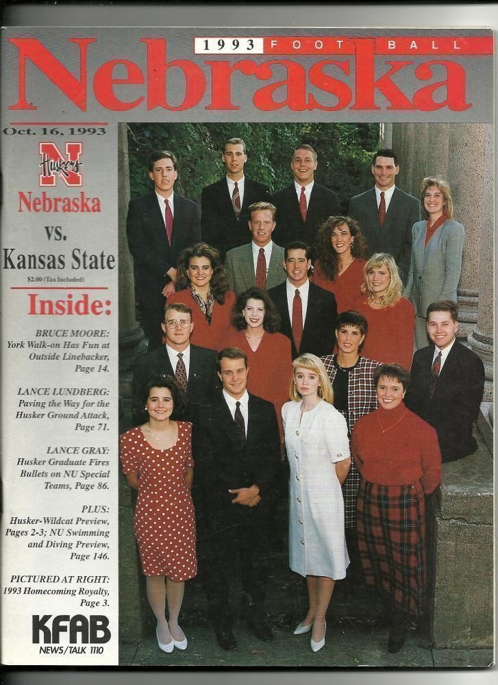 1993 NCAA Football Program Kansas State @ Nebraska Oct 16th - $15.00