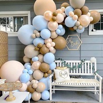 Blue Brown Nude Coffee Ivory White Baby Shower Balloons Balloon Garland Arch Kit - £14.87 GBP