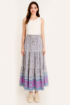 Women&#39;s Boho Elastic Waist Drawstring Floral Printed Tiered Maxi Skirt A... - €30,14 EUR