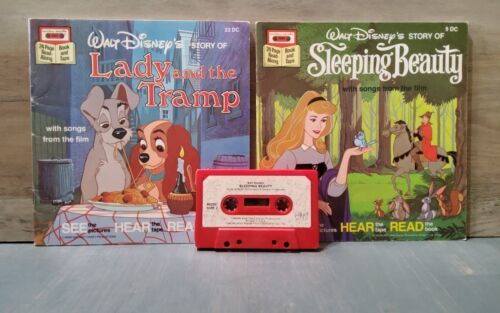 Vintage Disney Read Along Story Book Cassette Tape Sleeping Beauty Lady Tramp - $23.19
