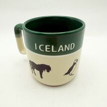 Stoneware Pottery Coffee Tea Mug Iceland Souvenir Green Ivory - $19.99