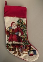 Christmas Stocking Embroidered Beaded Sequins Christmas Tree Santa Stocking - $22.54