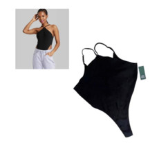 Wild Fable Women&#39;s Black Halterneck Stretchy Adjustable Strap Bodysuit S... - £15.45 GBP