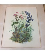 Floral Botanical Blue Sage Musk Mallow Framed Matted Artwork 15.25&quot; x 12... - £44.13 GBP