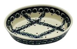 Polish Pottery Boleslawiec Lattice Floral Oval Dish 6 inch Appetizer Soap - £13.97 GBP