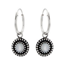 Paramour Shell Charm 925 Silver Hoop Earrings - $16.82