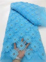 YQOINFKS Sequin Tulle Lace Embroidered 5Y Swiss Voile Sewing Fabric Heavy Beaded - £86.09 GBP+