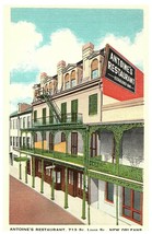 Vtg Postcard LA New Orleans Antoine&#39;s Restaurant 713 St Louis St Linen 1930s - £12.62 GBP