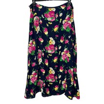 LRL Ralph Lauren Womens Midi Skirt Silk Navy Blue Floral Size 18W Flowy ... - $49.45