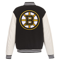 NHL Boston Bruins Reversible Fleece Jacket PVC Sleeves Embroidered Logos JHD - £110.45 GBP