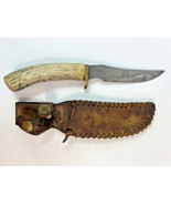RARE VTG Schrade Hunting Knife 153UH & CUSTOM Mule Deer Antler Handle & Sheath - $74.25
