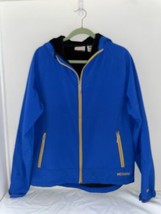 Double Diamond Med Blue Fleece Lined Soft Shell Jacket Yellow Accents Un... - $29.65