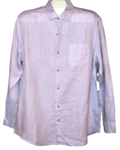 Saks Fifth Avenue Pure Luxury Linen  Men&#39;s Violet Gray Shirt Size L - £47.76 GBP