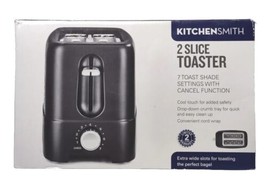 KitchenSmith 2 Slice Toaster 7 Toast Shade Extra Wide Slots Black  - £22.17 GBP