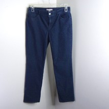 Chico&#39;s Women&#39;s 1 (M/8) Blue Polka Dot Textured Straight Leg Denim Blue Jeans - £11.06 GBP