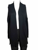 Zara Knits Women’s Size LARGE Black Open Cardigan Sweater Zipper Detail - PD - £16.01 GBP