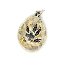 Vintage Sterling Signed LCF or Lcs Handmade Engraved Imprinted Paw Charm Pendant - £31.82 GBP