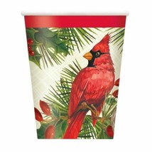 Red Cardinal Christmas Plaid 8 Ct 9 oz Hot Cold Paper Cups - £3.20 GBP