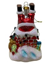 Kurt Adler Santa In a Chimney Hand Blown Glass ornament d4163 - $14.76