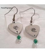 Handmade Silver-Color Metal Heart with Flourish Dangle Earrings - £3.93 GBP