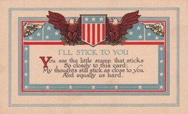 Patriotic Poem Message Wishing I&#39;ll Stick To You Postcard E16 - £3.25 GBP